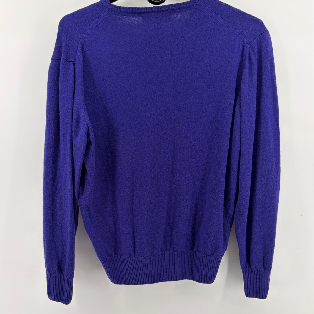 FRANCO BIAGIANTI Mens xl Purple V-Neck Long Sleeve Knit Pullover Wool Sweater - Picture 4 of 9